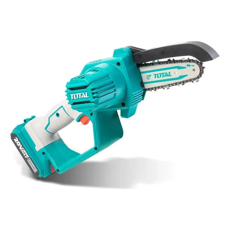 Mini Motosierra De Mano Inalámbrica Total Tgsli20581 Turquesa 5 Pulgadas 130mm Jardín Poda Con 1 Batería 2.0ah Litio-ion Y Cargador