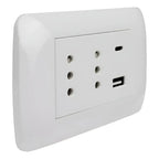 Tomacorriente Duplex 10a + 2 Usb Blanco Armado Lexo Blanco