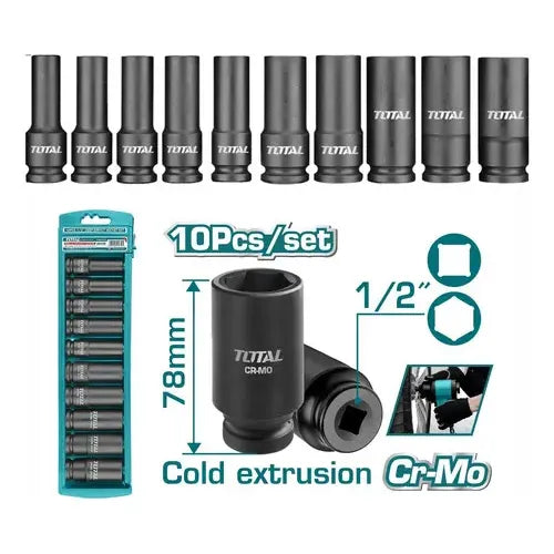 Set Dados Impacto Industriales Cr-mb 1/2 10pzas Total Negro