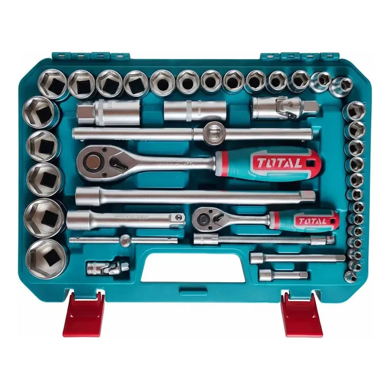 Caja Set Tubo 1/2 1/4 Llave Crique 44 Pzs Total Cr-v Turquesa