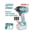 Llave De Impacto Industrial Inalambrica Brushless 1/2 PuLG Total 850nm Color Turquesa 20v