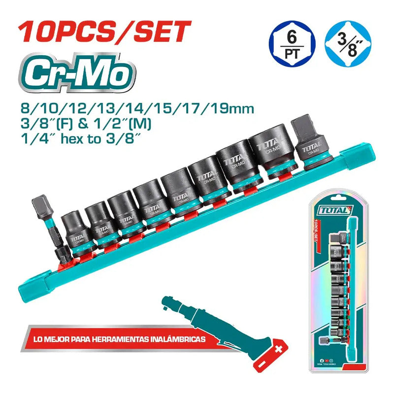 Set 10 Dados De Impacto 3/8 Industrial Super Total