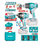 Total Combo Llave Impacto + Pistola De Calor 20v Tosli260381 Turquesa 20v 50
