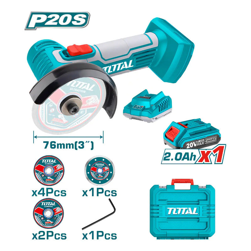 Mini Cortador Industrial + Bat 2ah + Carg + 7 Discos Total Color Pantone 322c Frecuencia 50 60hz Tagli76012 Turquesa