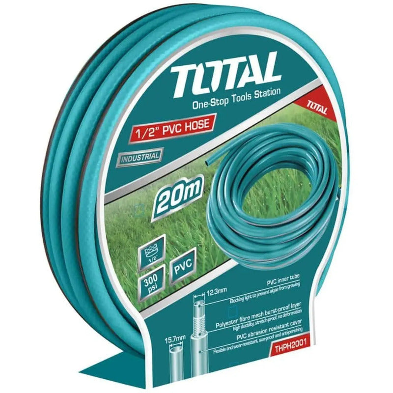 Manguera De Riego Pvc 1/2 20mts 300psi Total Tools Thph2001 Color Turquesa