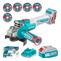 Esmeril Angular Total 20v Inalámbrico 4.0ah Carg + 5 Discos Turquesa