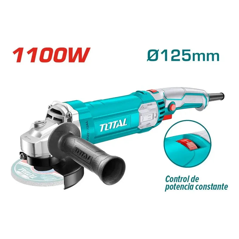 Esmeril Angular Industrial 1100w 125mm Vel Variable Total Color Turquesa 50 60hz