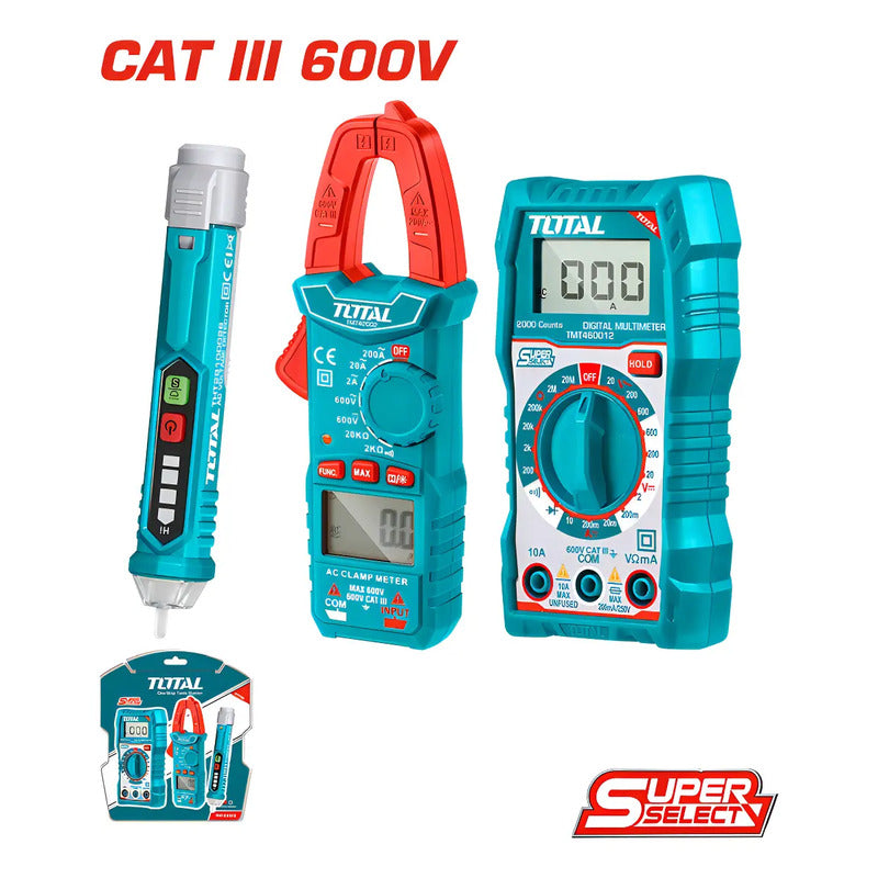 Pack De Multímetros Total: Digital Con Pinza Y Detector De Voltaje