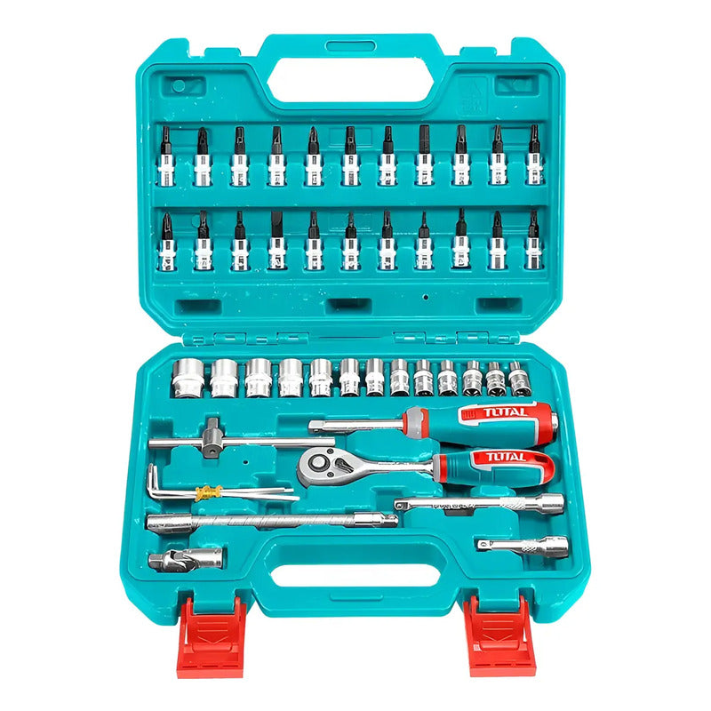 Juego De Dados Industrial 46 Piezas Cr-v Total Turquesa