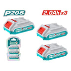 Pack 3 Baterías De Litio-ion 20v 2 Amperes Industrial Total