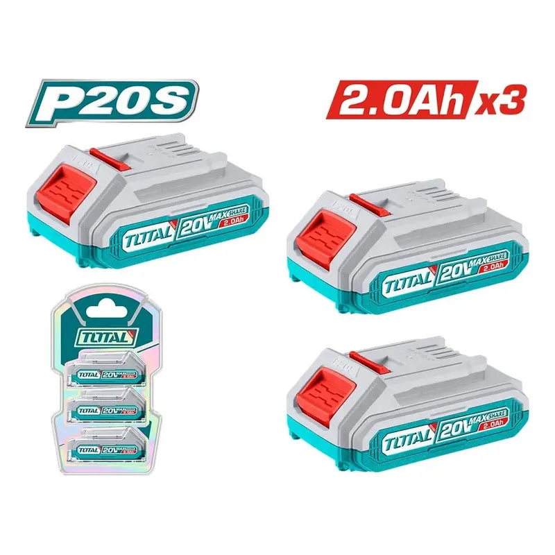 Pack 3 Baterías De Litio-ion 20v 2 Amperes Industrial Total
