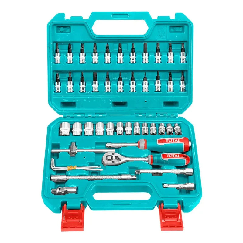 Set De Bocallaves Tubos 46 Piezas Tht141462 Total Enc 1/4 Color Azul Petróleo Turquesa