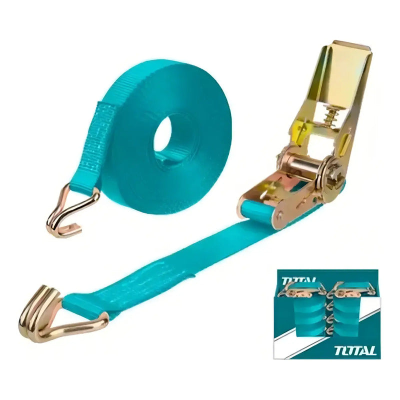Eslinga Cinta Amarre Con Ratchet 2t X 10m Total Color Turquesa