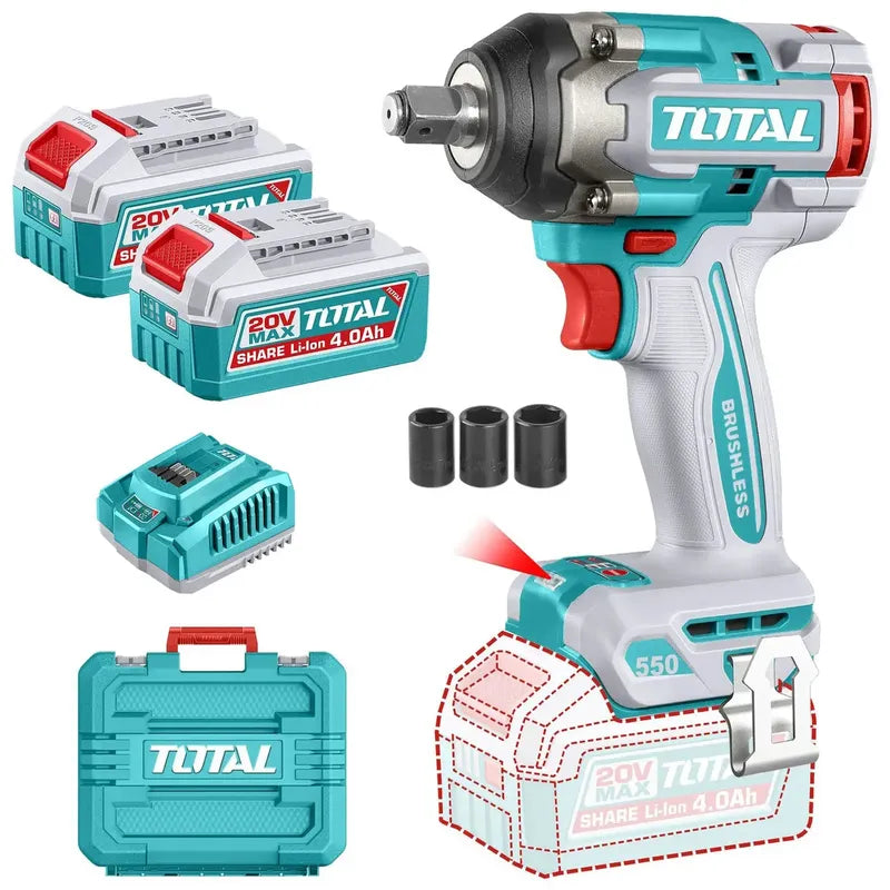 Taladro Pistola Llave Impacto 20v Bat+ Carg Total Tiwli2055 Turquesa