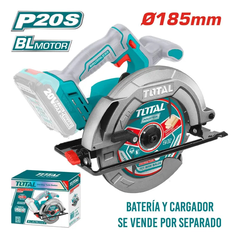 Sierra Circular Brushless 185mm + Disco Total Color Turquesa Frecuencia 50 60hz