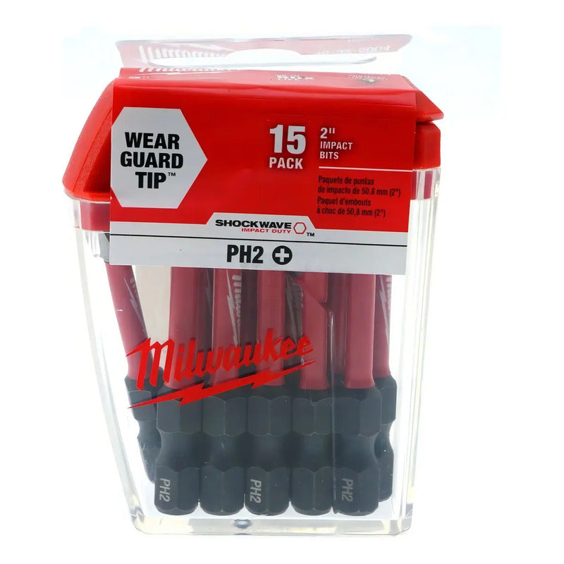 Set De Puntas De Impacto Milwaukee Ph2x2'' 15 Pzs 48-32-5004
