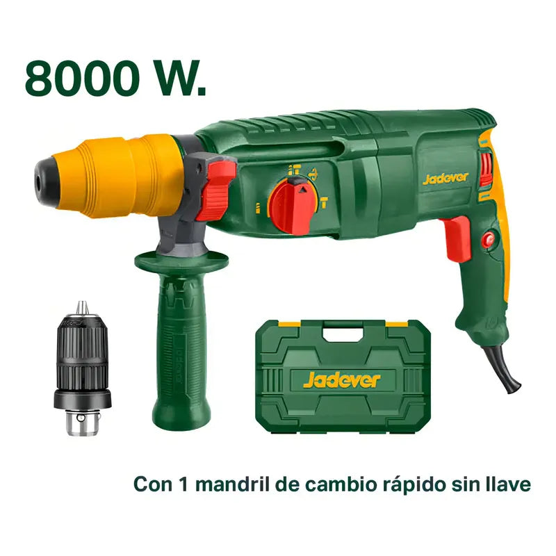 Rotomartillo Sds Plus 800w Jdrh1d26-2 Con Adaptador Jadever, Verde Oscuro 50/60hz