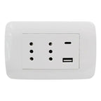 Tomacorriente Duplex 10a + 2 Usb Blanco Armado Lexo Blanco