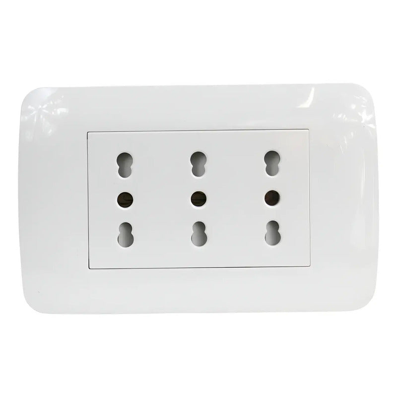 Enchufe Triplex Lexo Blanco 10 16a Toma Corriente Triple Segura Y Resistente Para Instalaciones Eléctricas Domiciliarias