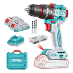 Taladro Percutor Atornillador Inalámbrico Total Brushless 66mm Con Maletín 2 Baterías Y Accesorios Turquesa 50 60hz