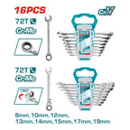 Set Llaves Punta Corona C/chicharra Total Tools Tht103rk166 Gris