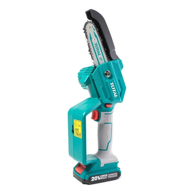 Mini Motosierra De Mano Inalámbrica Total Tgsli20581 Turquesa 5 Pulgadas 130mm Jardín Poda Con 1 Batería 2.0ah Litio-ion Y Cargador