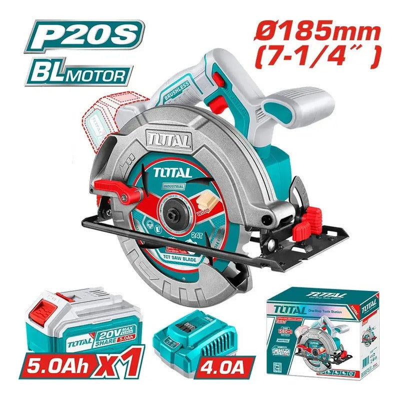 Sierra Circular Inal 185mm 20v + Batería Y Cargador Tsli1851 Turquesa