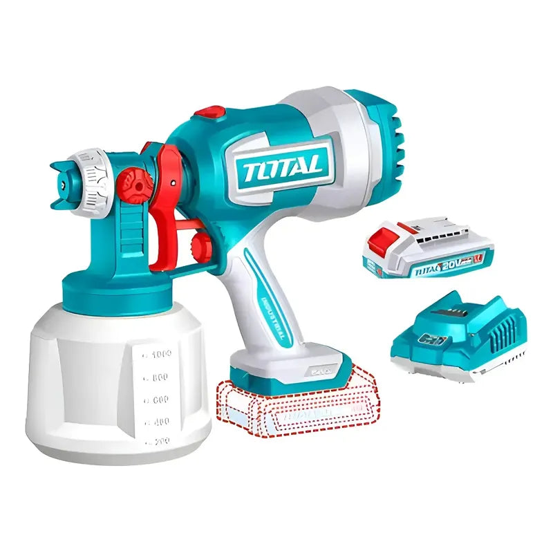 Pistola Pintar Inalambrico 20v 800ml + Bateria + Cargador Turquesa