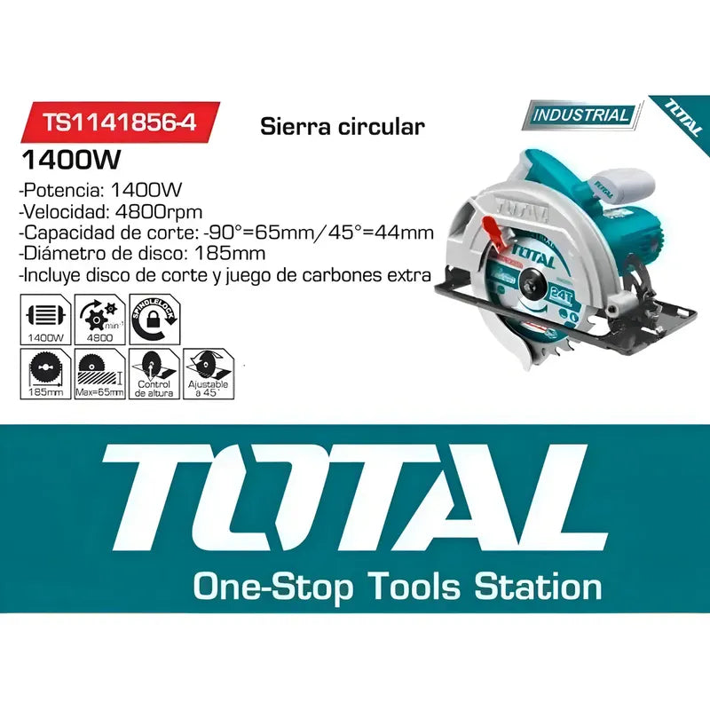 Sierra Circular 7 1/4'' 1400w (st) Total Tools Ts11418526-7 Verde Oscuro 50 Hz
