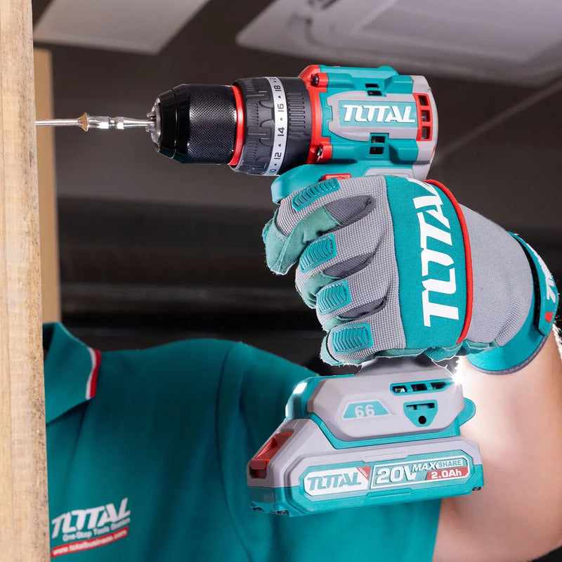 Taladro Percutor Atornillador Inalámbrico Total Brushless 66mm Con Maletín 2 Baterías Y Accesorios Turquesa 50 60hz