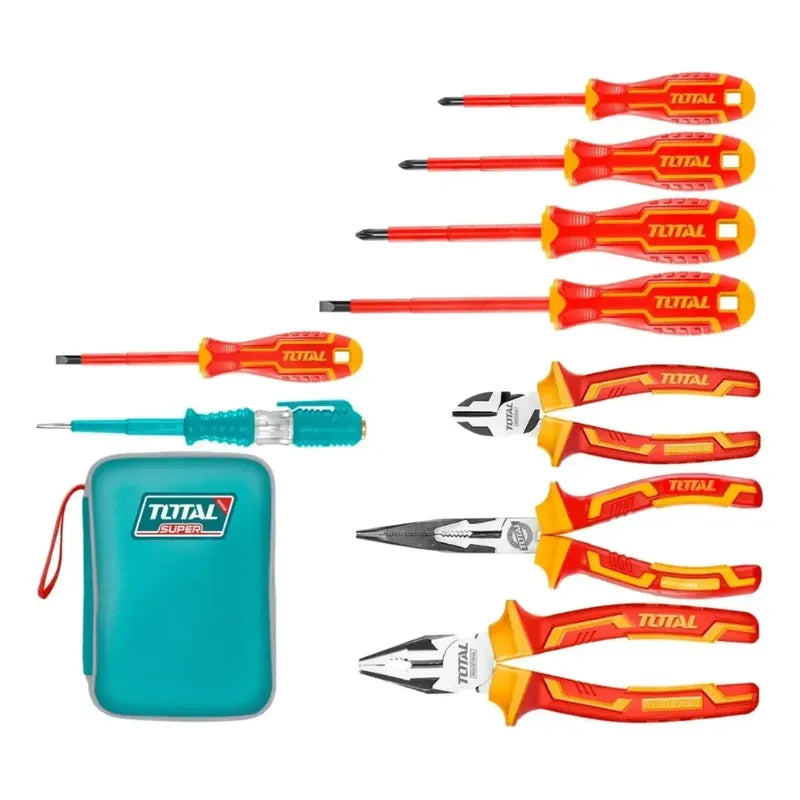 Kit De Herramientas Manuales 9pcs Aisladas 1000v Total Turquesa