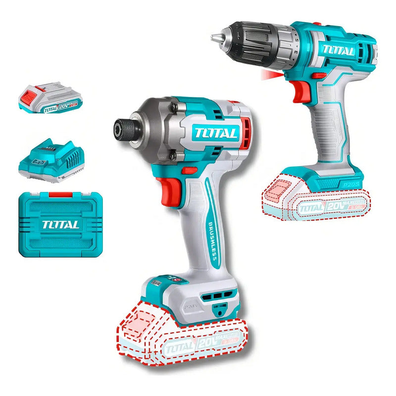 Atornillador De Impacto + Taladro Total Color Azul Petróleo 20v