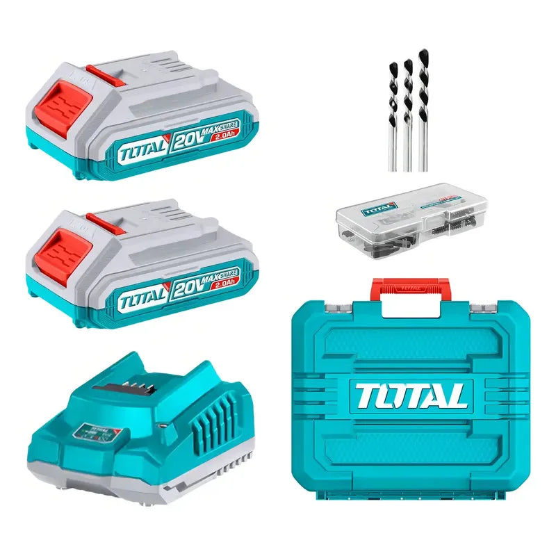 Taladro Percutor 76nm + Baterías Y Cargador Industrial Total Color Turquesa Frecuencia 20v