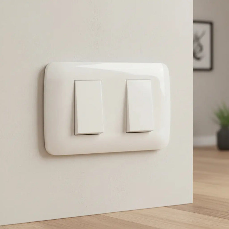 Interruptor Doble 9/15 Lexo Blanco Armado 10a Certificado Sec Para Instalaciones Eléctricas Residenciales Y Comerciales 10 A 220v