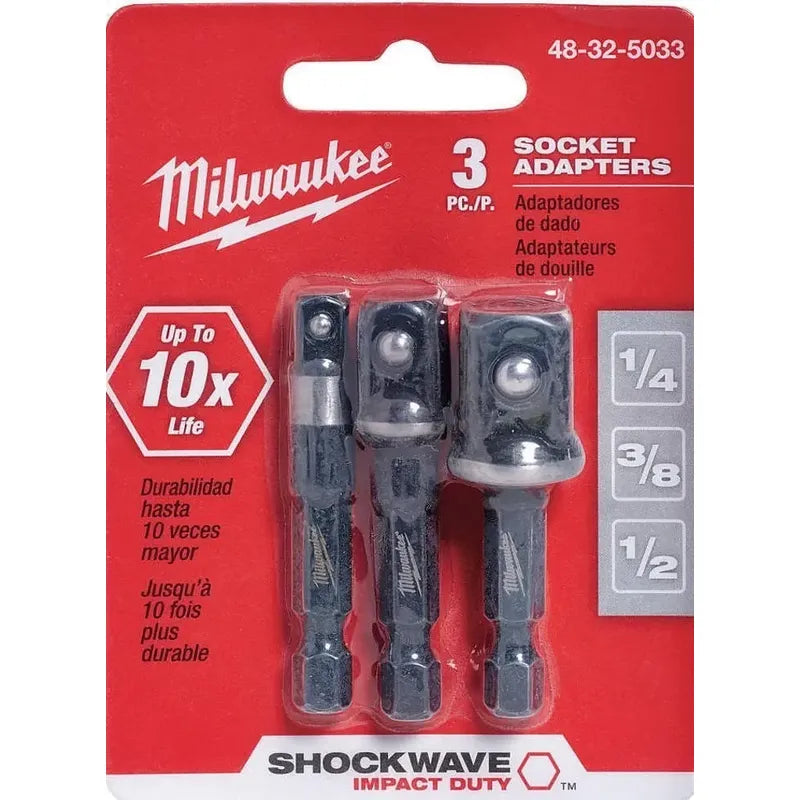 Set 3 Adaptadores Para Dado De Impacto Milwaukee 1/4-3/8-1/2
