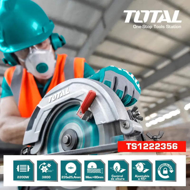 Sierra Circular - Total Tools - Ts1222356 Color Turquesa Frecuencia 50 Hz/60 Hz