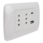 Tomacorriente Dúplex Lexo Con Usb Y Usb-c De 10a Blanco Para Carga De Celulares