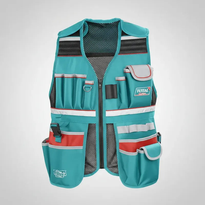 Bolso Portaherramientas Total Ttvt16025 Color Turquesa De Poliéster Malla De Aire