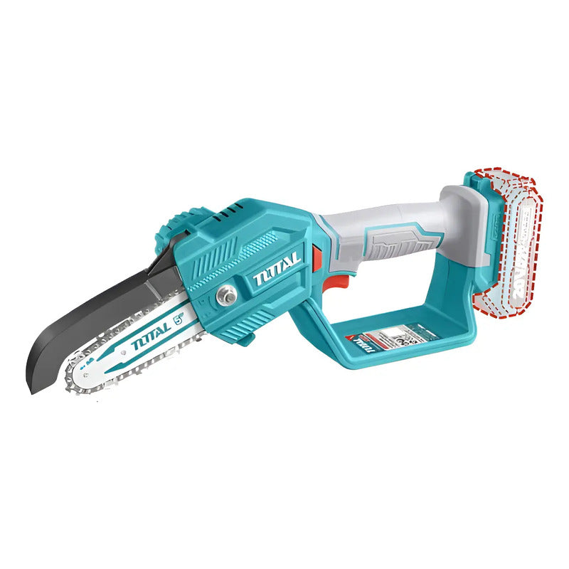 Mini Motosierra De Mano Inalámbrica Total Tgsli20581 Turquesa 5 Pulgadas 130mm Jardín Poda Con 1 Batería 2.0ah Litio-ion Y Cargador