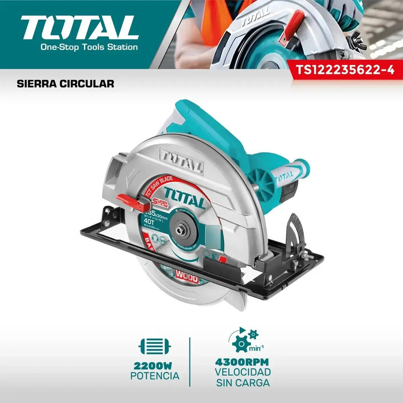 Sierra Circular - Total Tools - Ts1222356 Color Turquesa Frecuencia 50 Hz/60 Hz