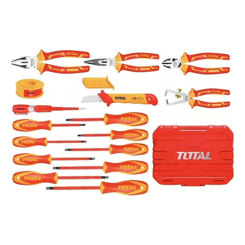Set De 16 Herramientas Aisladas Para Eléctricidad Thkith1601 Amarillo/naranja