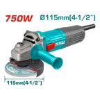 Esmeril Angular Industrial 4 1/2 115mm 750w Total Color Turquesa Frecuencia 50 Hz/60 Hz