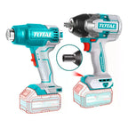 Llave Impacto 1/2 850nm + Pistola Calor + 2 Bat 4h Total Color Turquesa Frecuencia 50 Hz/60 Hz 20v
