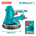 Lijadora De Yeso Total 850w Industrial, Diámetro 180mm, Luz Led 360º, Velocidad Variable, 6 Niveles - Incluye 8 Lijas, Bolsa Recolectora De Polvo Y Bolso De Transporte - Tdws10508 Turquesa