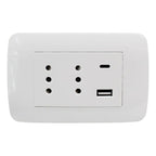 Tomacorriente Dúplex Lexo Con Usb Y Usb-c De 10a Blanco Para Carga De Celulares
