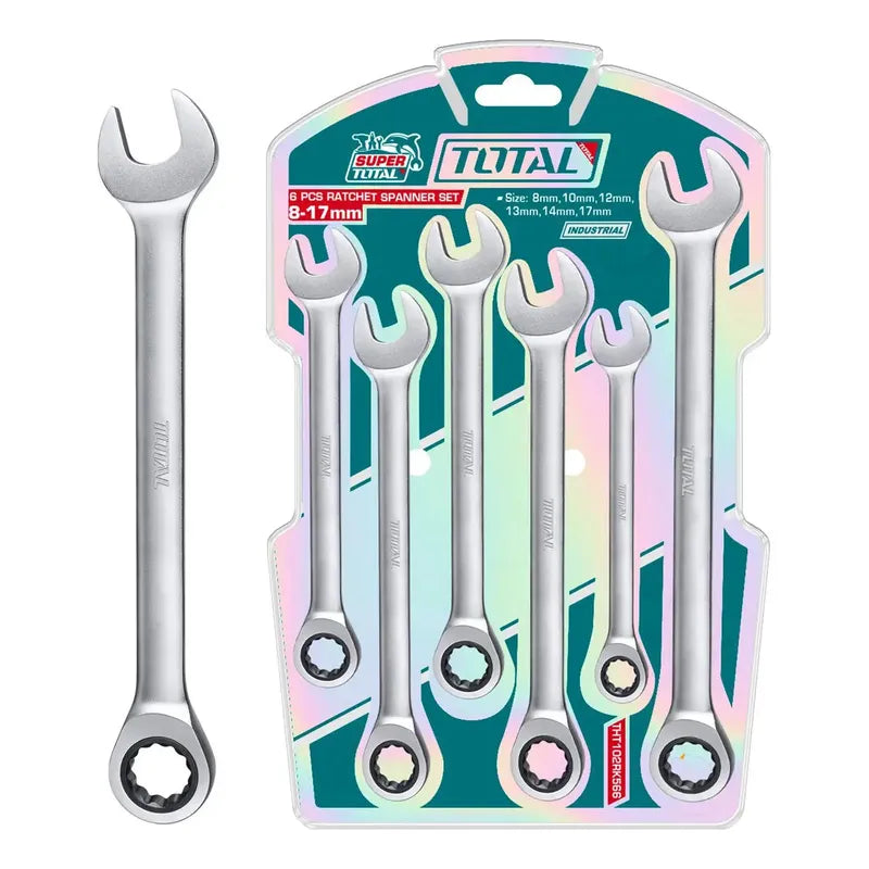 Set De 6 Llaves Combinadas Con Criquet 8-17mm Tht102rk566 Color Turquesa