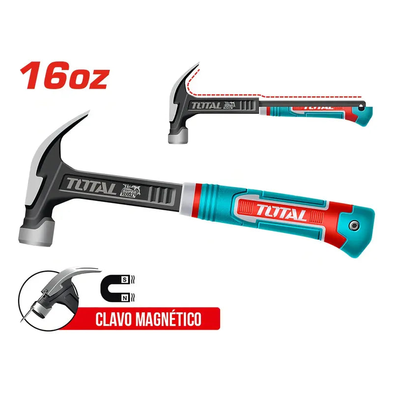 Martillo Carpintero 16oz Industrial Magnético 345mm Total