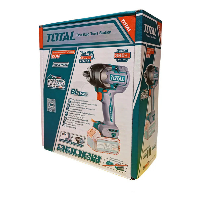 Llave De Impacto Industrial Inalambrica Brushless 1/2 PuLG Total 850nm Color Turquesa 20v