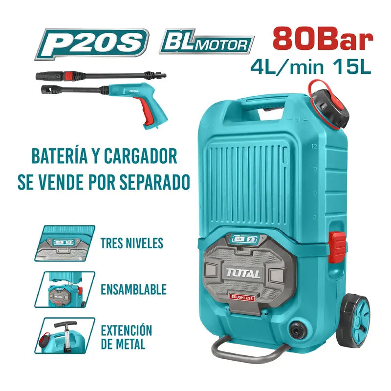 Hidrolavadora Tpwli4006 40v 15l Brushless Industrial + 5 Piezas Total Color Pantone 322c Frecuencia 50 60hz