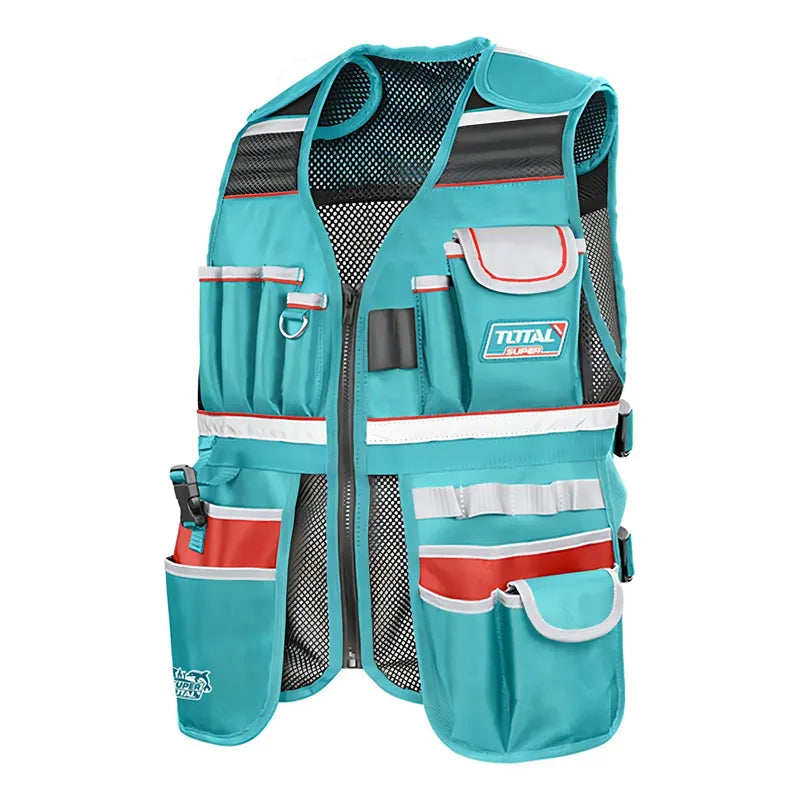 Bolso Portaherramientas Total Ttvt16025 Color Turquesa De Poliéster Malla De Aire